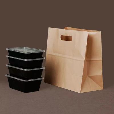 China Recycled Materials Paper Bags Restaurant Fast Food Grade Biodegradable Deli Custom Shop Printed Brown Kraft Paper Shopping Bag for sale