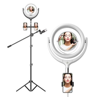 China 12 inch flexible ring light with makeup mirror for live streaming F-539B2J (M+) for sale