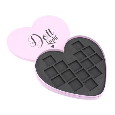 China Handmade Unique Heart Shape Empty Custom Eyeshadow 15 Empty Palette Box for sale