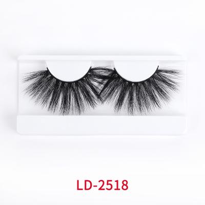 Chine Bande pelucheuse en soie de Mink Lashes With Black Cotton de Faux de 25mm à vendre