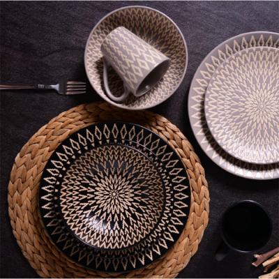 China Disposable Ceramic Wholesale Price High End Used Tableware Sets For Banquet Event Party PADDING Printing Dinner Set Ceramic Tableware for sale