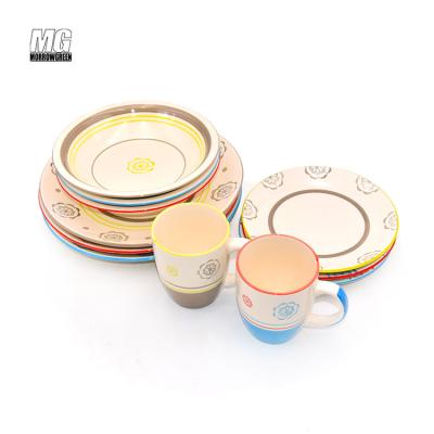 China Factory Sale Disposable Made In China Hotel 16 Pieces Plates Dinnerware Sets Dinnerware Sets Luster Ceramic Stoneware Colored Hand Painted for sale