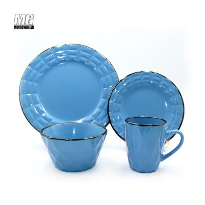 China Wholesale Disposable Nordic Brilliant Embossed Solid Color Diamond Luster Ceramic Dishes Tableware Set for sale