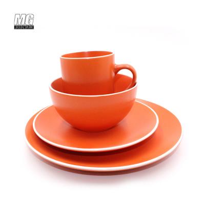 China Wholesale Disposable Orange Nordic Matte Color Glaze Stoneware Dish Set Dinnerware Set for sale