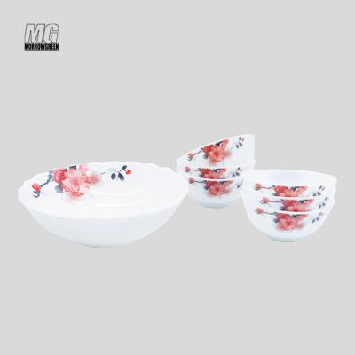 China Sustainable Custom Kitchen Glassware Easy Clean Tempered Opal Opal Take Care Dinnerware Set for sale