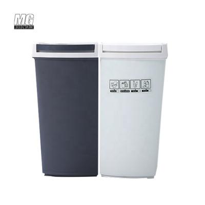 China Large Plastic Viable Waste Paper Bin Waste Bin Sorting Bin With Cover Bedroom Bathroom Living Room Kitchen Household Creative for sale