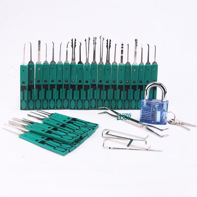 China Practice Lockpicking Skills China Lock Picking Set With Bag Locksmith Tools 32pcs With Practice Padlock for sale