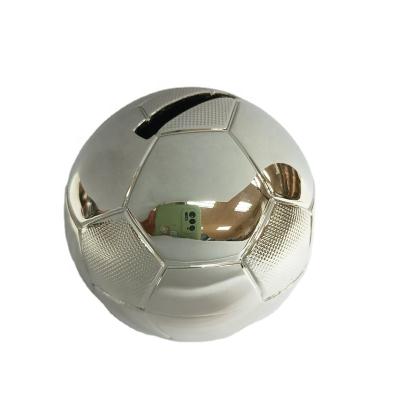 China Zinc Alloy Metal Football Piggy Bank In Silver Plated for sale