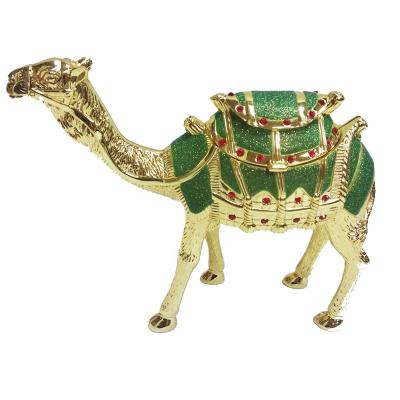 China Zinc Alloy Metal Position Camel Ashtray with Diamonds in Gold Plated with Green Epoxy for sale