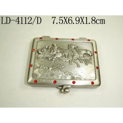 China Pocket Mirror Pewter Color Square Metal Mirror for sale