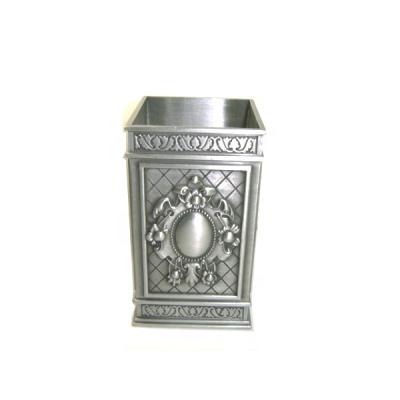 China Square Zinc Alloy Pen Holder In Pewter Plated Metal for sale