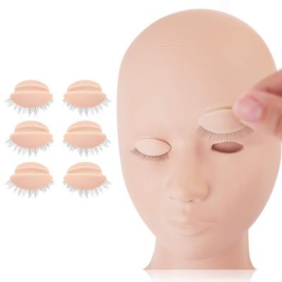 China Wholesale Soft Face PVC Makeup Training Eyelash Extension Practice Model Head With Eyelashes for sale