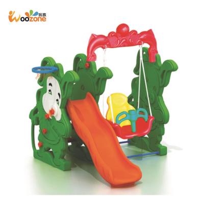 China Outdoor Play Indoor and Outdoor Preschool Kindergarten Plastic Slide Swing Set for sale