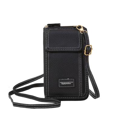 China Fashion Waterproof Women's Small PU Leather Single Pocket Purse Cross Body One Shoulder Bag Mobile Phone Bag for sale