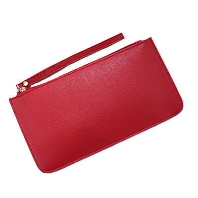 China Cheapest Promotion Gift Women Slim Wristlet Wallet Waterproof PU Leather Long Design for sale