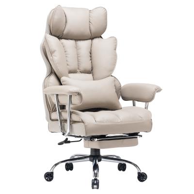 China Optional Leg Rest and Lumbar Support High Back PU Leather Swivel Chair for Comfort for sale