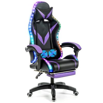 China Mail packing Ergonomic RGB Gaming Chair with Massage and Led Lights Swivel Chair Style for sale