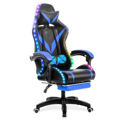 China Polyvinyl Chloride Frame Material RGB Gaming Chair with Massage and Led Lights Perfect for sale