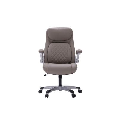 China Silla de oficina ergonómica de cuero de PU con soporte lumbar y reposabrazos flexibles en venta