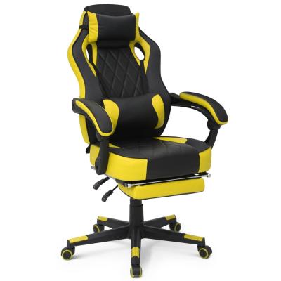 China Silla de juego de estilo de carreras giratoria de 360 grados con soporte lumbar desmontable de cuero PU en venta