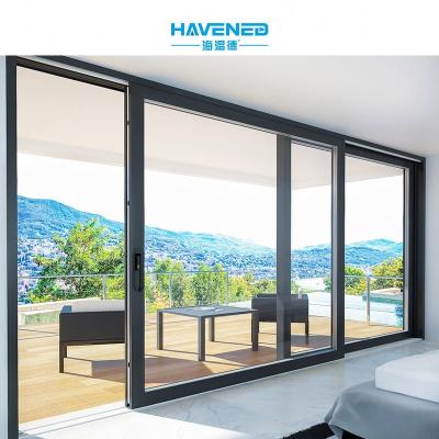 China Tempered glass indoor waterproof double door profile heat insulation aluminum alloy lifting sliding door for sale