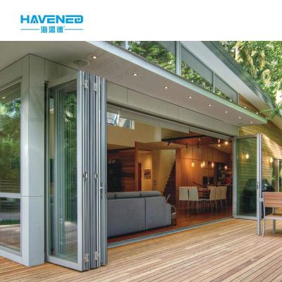 China Nordic Elegant Aluminum Bifold Door Design Sound Insulation Garden American Style Folding Door for sale