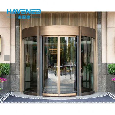 China Heat Insulation Multi-panel Revolving Door Aluminum Interior Aluminum Center Pivot Glass Revolving Door for sale