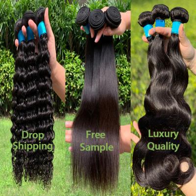 China Luxury Curly Quality Unprocessed Virgin Brazilian Straight Hair Extensions Curl Hair 100g Straight Weave Bundles Natural Black for sale