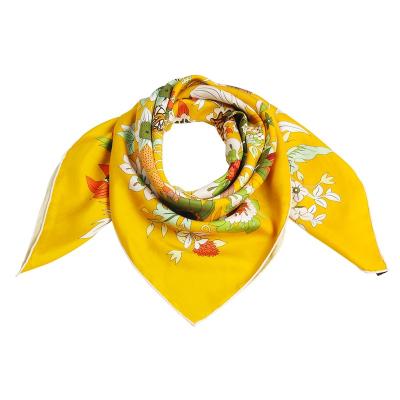 China Soft Smooth Feeling Women Fashion Custom Double Sides Print 100% Pure Silk Twill Square Scarves for sale