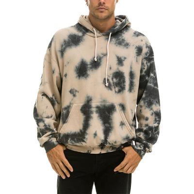 China Breathable Tie Dye Hoodie Drawstring Cotton Hoodies Custom Logo Dropped Shoulders Blank Pullover Hoodie for sale