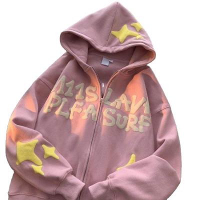 China Sustainable Puff Print Custom Bulk Full Face Zip Hoodies Mens Design Logo Blank Fleece Fitness Casual Men Full Zip Up Hoodie for sale