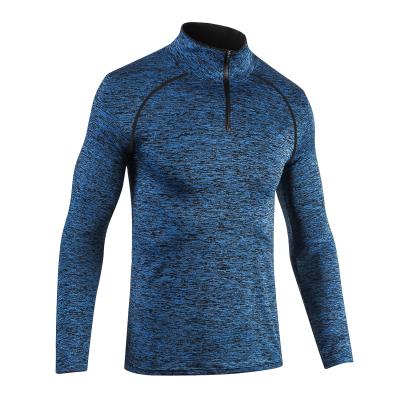 China Breathable Men Holding Collar Fitness Clothes Sports Running Long Sleeve High Rebound Fast Dry Tight Training Clothes for sale