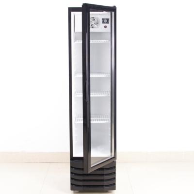 China Single-temperature Commercial Upright Space Saving Cooler Glass Door Refrigerator Beverage Beverage Display 160L LIGHT Glass Showcase for Store Supermarket for sale