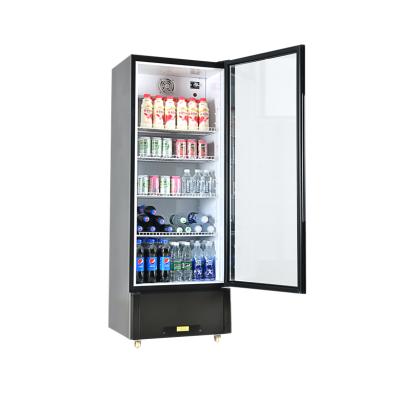 China 320L Commercial upright glass frost cooler Single-temperature display defrost/no display fast cooling showcase for supermarket for sale