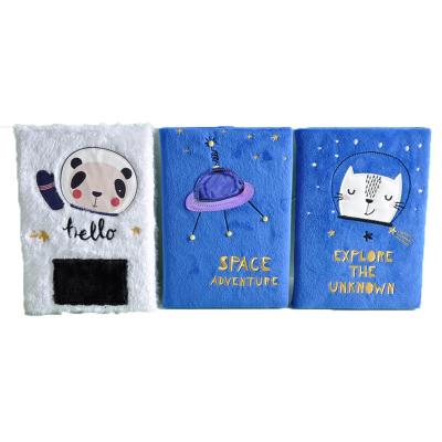 China Fashion Space Panda Plush Notebook Cute Furry Journal Dairy Print Book for School for sale