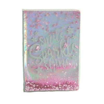 China Glitter Printed Liquid Journal A5 100 Sheets Notebook for sale