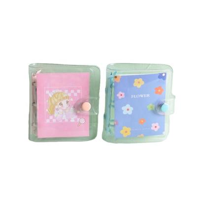 China Lovely Small Size Loose Leaf Notebook Printed Mini Journal With PVC Coating Button for sale