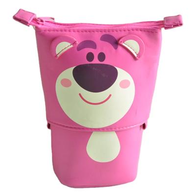 China Schools & Telescopic Organizer Cosmetics Pouch Cute Cartoon Bear Pencil Case PU Canvas Transformer Stand Shop Pencil Holder Desks for sale