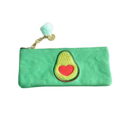 China Gift Avocado Pencil Case For School Cartoon Canvas Pocket for sale