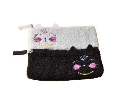 China Lovely Selling Kawaii Pen Pouch Zipper Pencil Case Makeup Bag Zipper Travel Cosmetic Bag Lambskin Warm Cute Animal Soft Women Woolen for sale