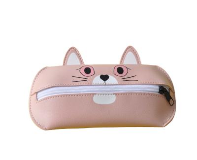 China Beautiful Custom Cute Logo Cat Animal Pen Pouch Pu School Bag Feminine Woman Make Up Bag Cosmetic Bags With Zipper for sale