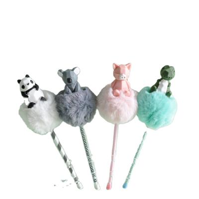 China cute promotional pen pom pom pen kawaii cartoon pen caneta gel stationery for sale