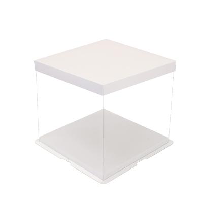 China Recycled Materials 4 Inch Cake Box Cuatomized Logo Bakery High Quality Cake Packaging Clear Cake Box for sale