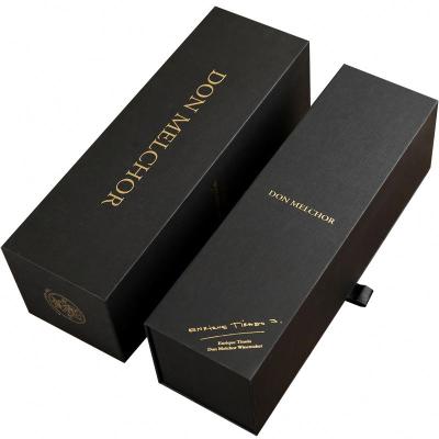 China Recycled Materials Luxury Custom Gold Logo Printed Wine Box Lift Off Lid Rigid Hard Paper Cardboard Packaging Boxes for sale