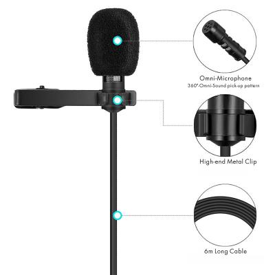 China Economical Video Camera Lapel Microphone With Switch And Battery Clip On Microphone Lavalier Camera Microphone for sale