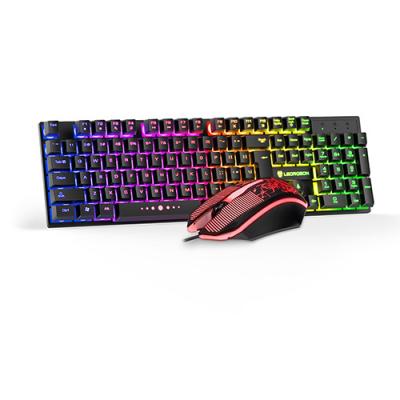 China Colorful Cool Backlit Mechanical Gaming Keyboard Combo USB Gaming Robot Feel Waterproof Cable Keyboard and Mouse Hanging Mouse Set for sale