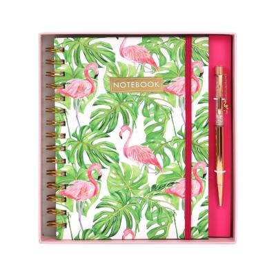 China Wholesale Custom Luxury Christmas Gift China Girl Office Flamingo Notebook and Pen Stationery Products Gift Sets for sale