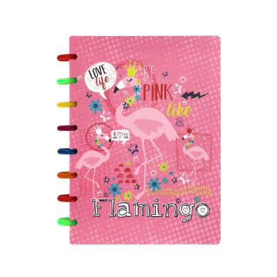 China Wholesale Customizable Premium Pink Flamingo Girls Binder Notebook Hardcover Ring Binder Journals Notebooks For Girl for sale