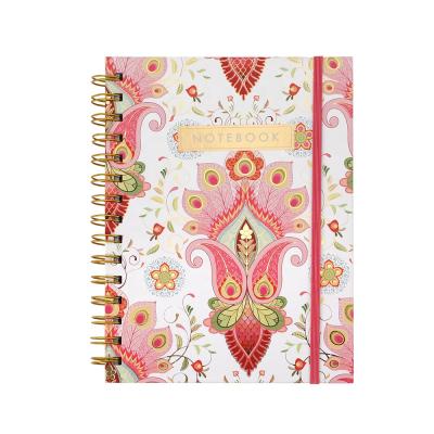 China Custom Printed Hard Spiral Pink A5 Pocket Cover Fancy Logo Girls Diary Note Book Spiral Notebooks For Women for sale