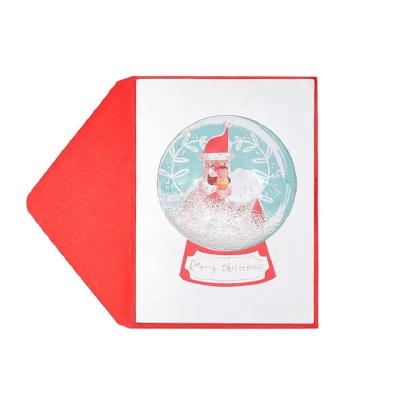 China New Design North American Santa Globe Shaker Christmas Cards, Custom Printing Funny Handmade Greeting Cards for sale